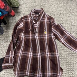 Carhartt Tan and White Plaid Shirt Jacket